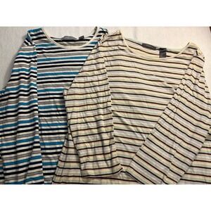 Liz Claiborne women's 3/4‎ sleeve striped blouse size XXL (lot of 2)